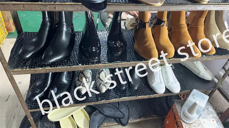 Customized Men Leather Black High Quality Functional Thick soled Motorcycle Hiking He Boots