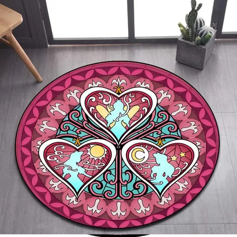 Kingdom Hearts Cartoon Pattern Area Rug Round Floor Mat Living Room Carpet Bathroom Kitchen Rug Doormat Non-slip Floor Mat