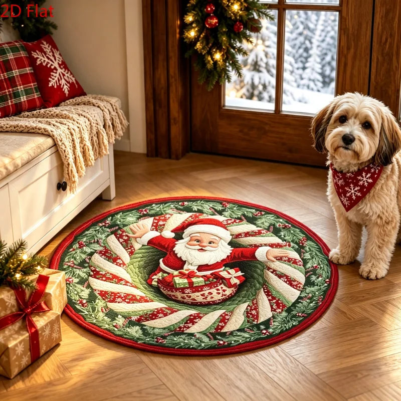 Christmas Day Rugs for Bedroom Anti-slip Bedside Red Rug Round Living Room Decoration Waterproof Carpet Washable Study Floor Mat