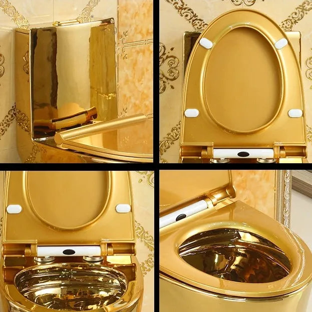 European Royal Luxury Electroplated S Trap/p Trap Golden Color Water Closet Bathroom Commode One Piece Gold Toilet Bowl