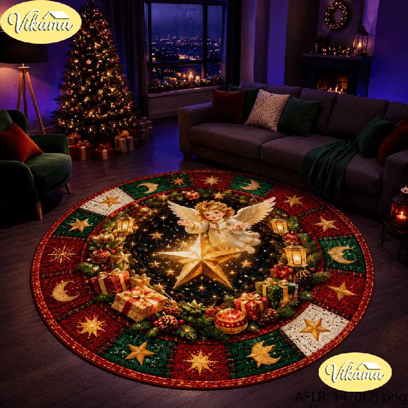 New Year's Christmas Tree Decorative Rug, Soft and Comfortable Living Room Fireplace Carpet, Bedroom Floor Mat, Home Decor