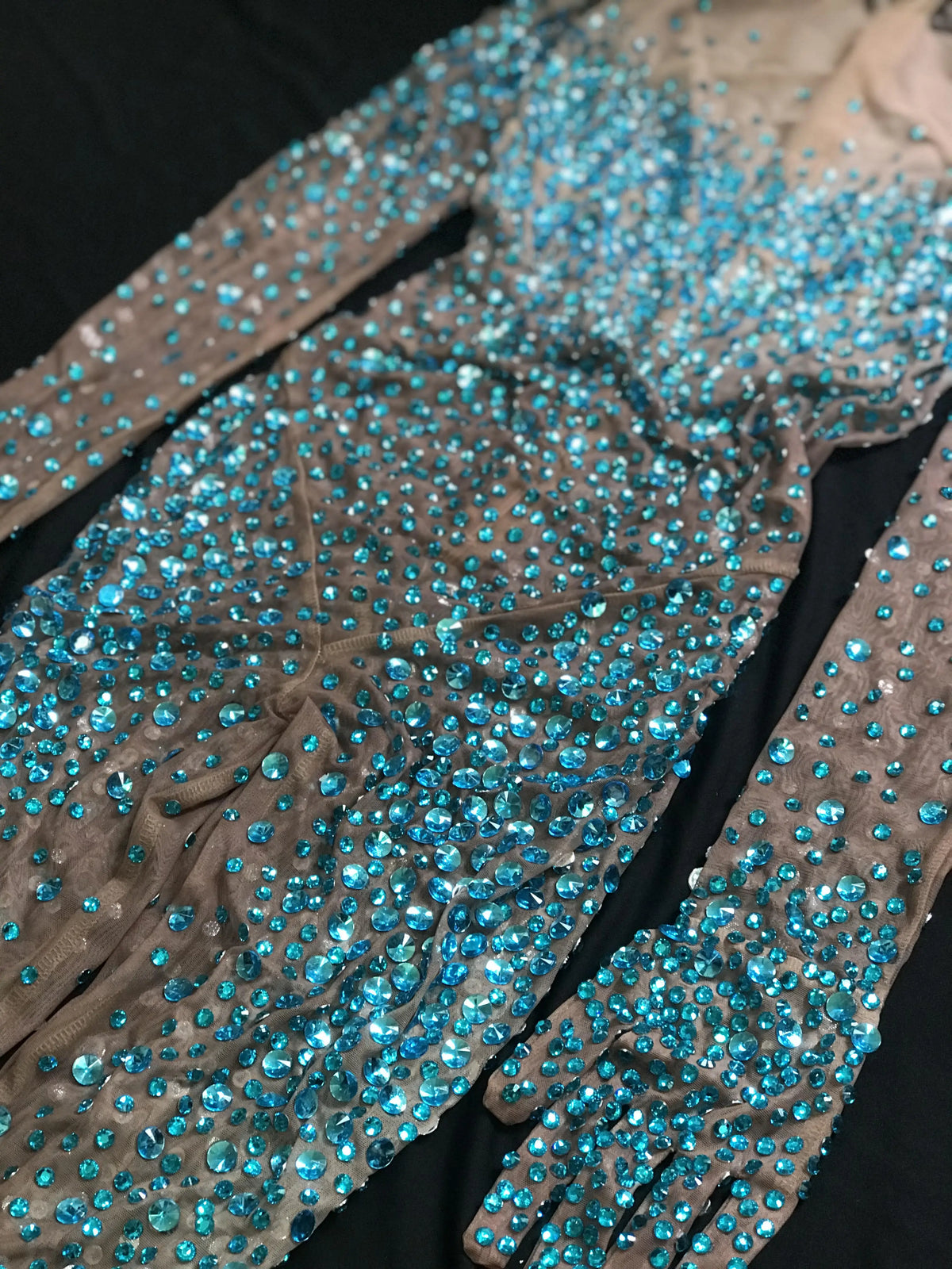 Performance Clothing Nightclub Bar Full Diamond Mesh Long-Sleeved One-Piece Trousers Female Jumping Girl Dancing Team Singer