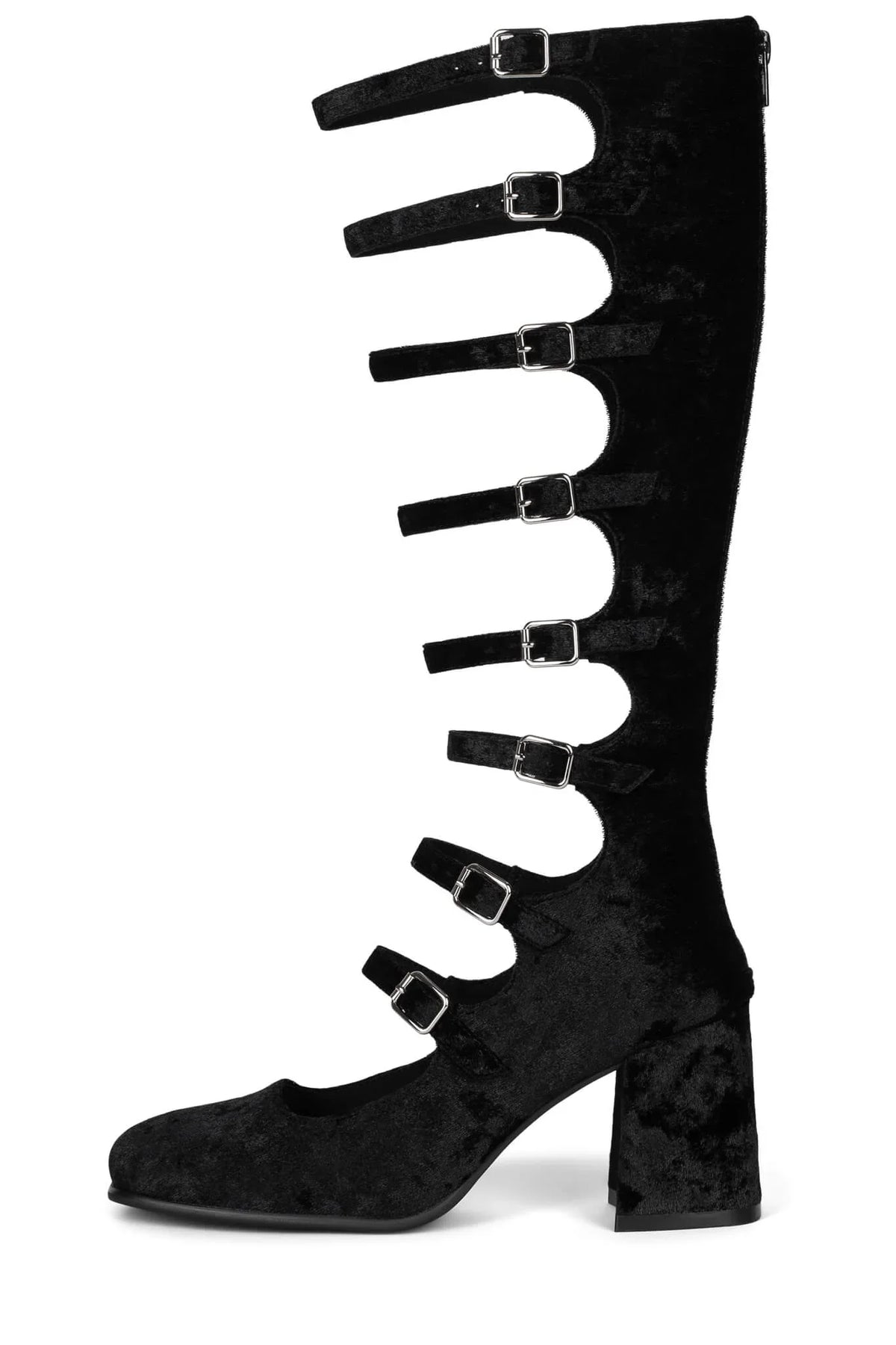 Lady buckle hollow chunky heel calf boots summer dress party solid shoes Mary Jane leather PU boots office lady shoes footwear