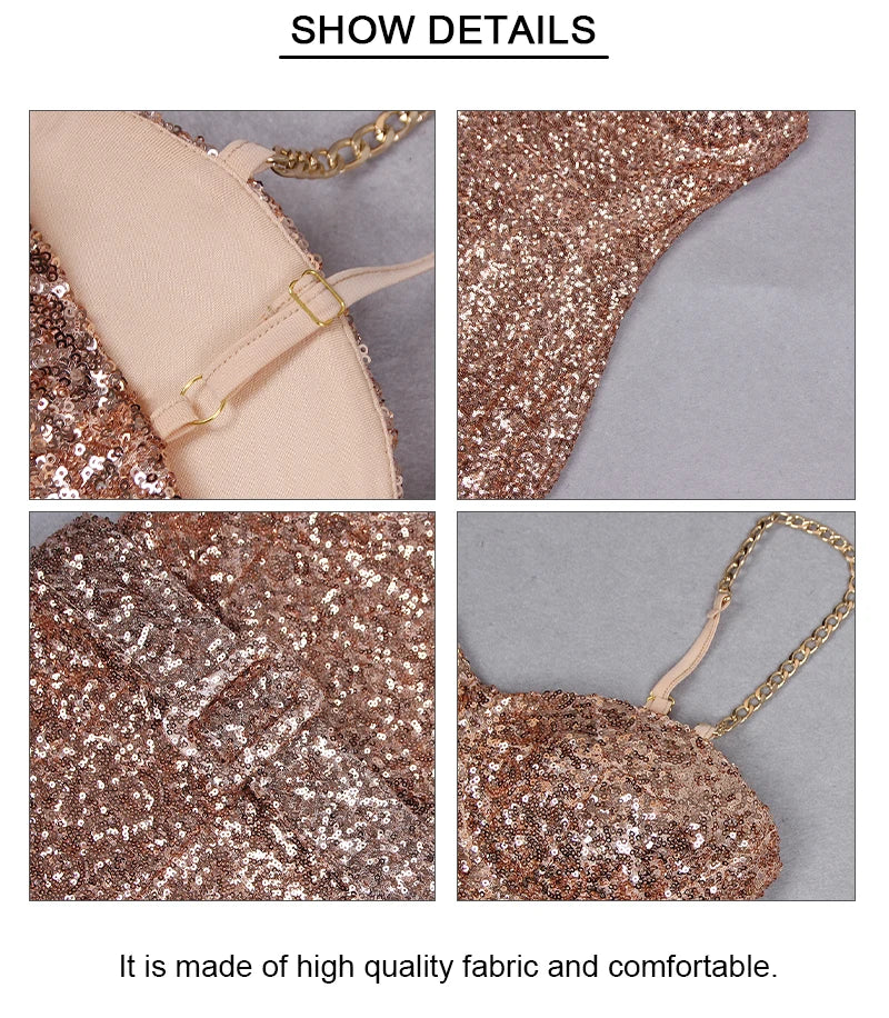 VC Women's Jumpsuits Luxury Gold Sequins Design Birthday Party Clubwear Sleeveless Spaghetti Strap Jumpsuits With Belt