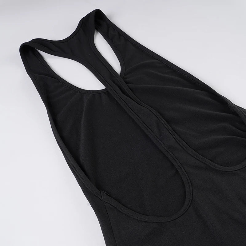 SUCHCUTE Black Sexy Backless Halter Dress Women Sleeveless Low-Neck Party Club Dress Aesthetic 90s Clubwear Clothing Chic Outfit