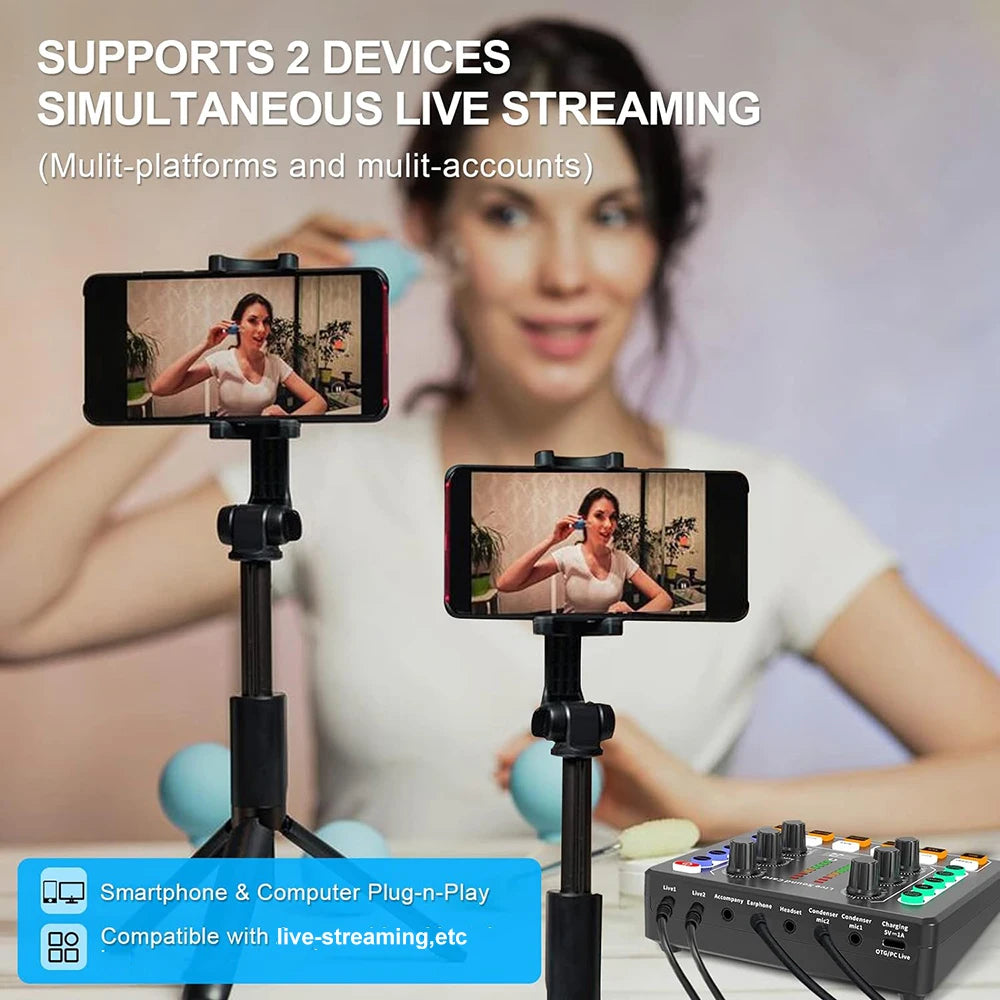 Audio Interface with DJ Mixer Live Sound Card Effects and Voice Changer,Prefect for live Streaming/Podcasting/Gaming