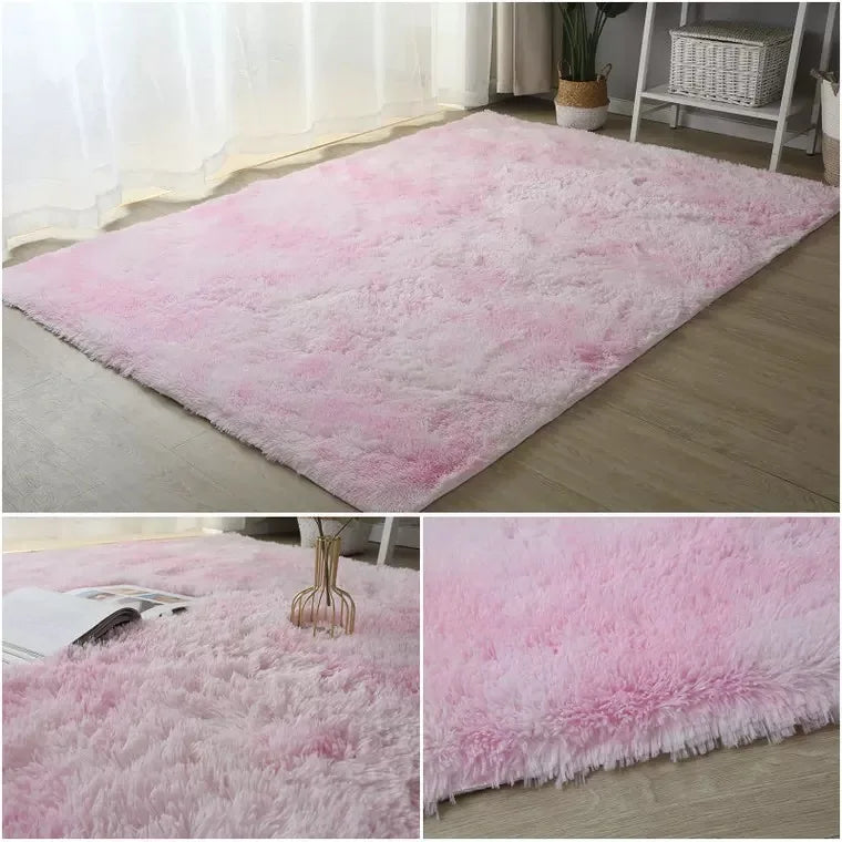 White Fluffy Hall Carpet Modern Living Room Bedroom Home Decor Large Mats Thickened Non-Slip Girl Children's Room Pink Furry Rug