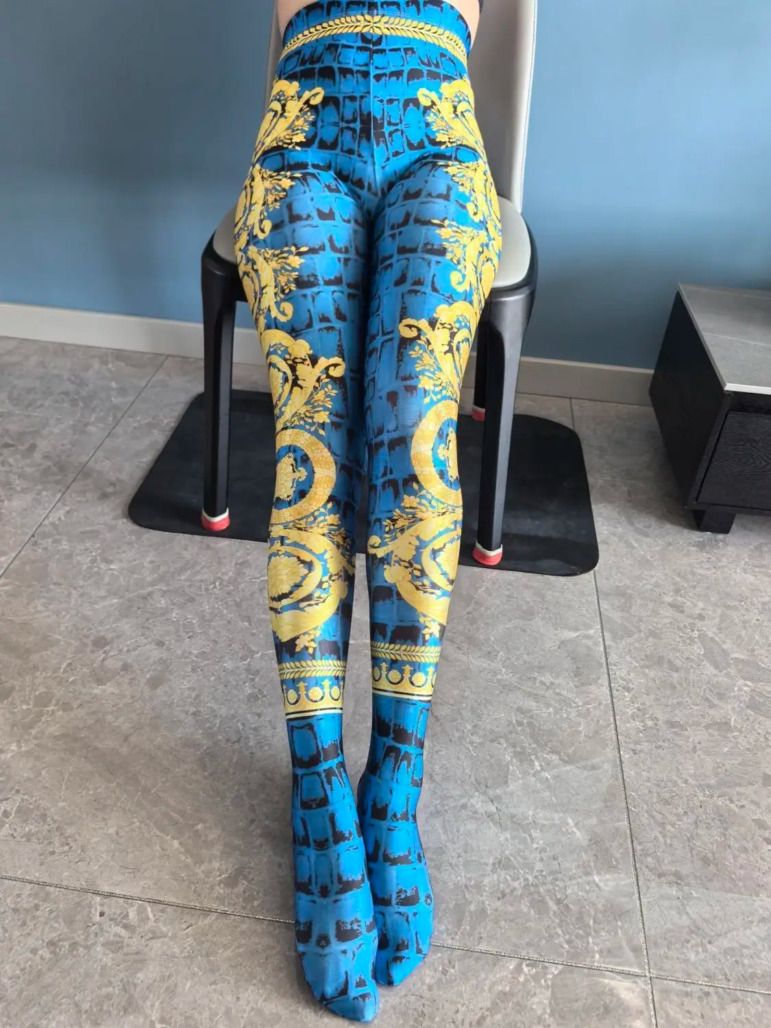 No elastic leopard print seam high waist tights yoga pants Plus size women sports tight leggings