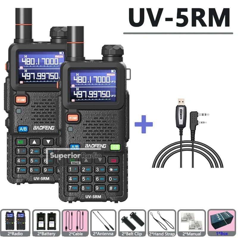 2/4PCS Baofeng UV-5RM 10W Walkie Talkie Wireless Copy Frequency Long Rang Type-C Charge Long Range FM Flashlight Two Way Radio
