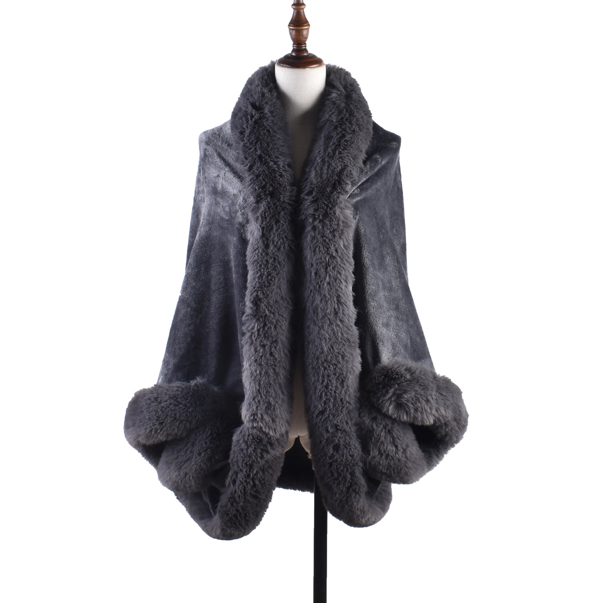 Winter New Fashion Warm Sleeve Plush Cape Cape Large Loose Bat Sleeve Plush Coat Cardigan Women