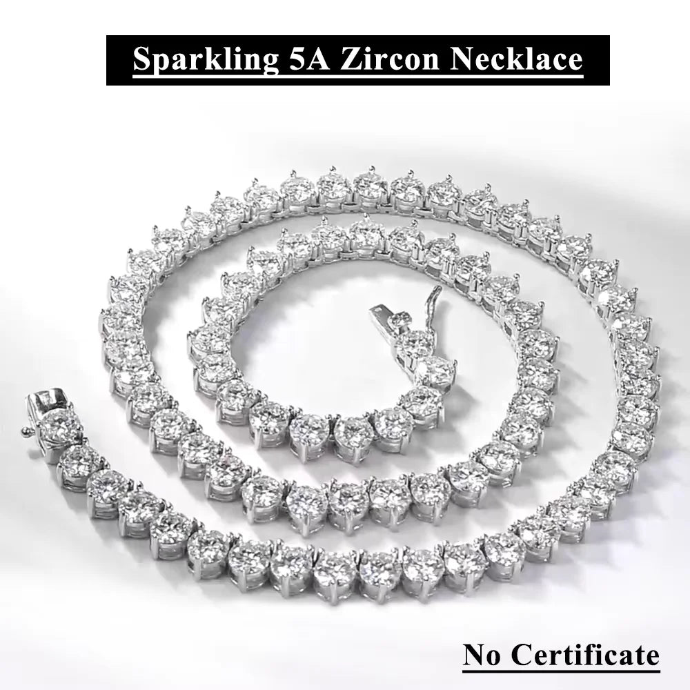 Serenity Three-claw D Color Moissanite Tennis Necklace For Women Man 100% S925 Sterling Silver Sparkling Lab Diamond Neck Chain