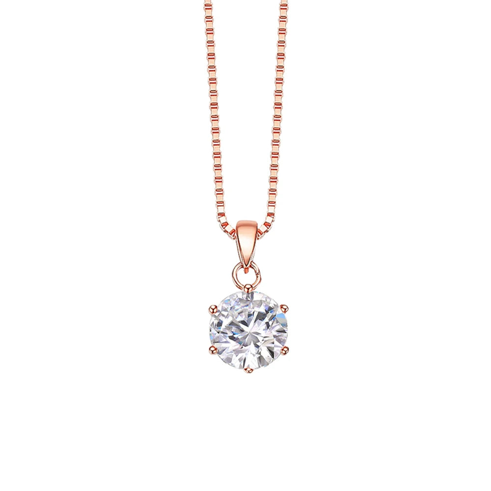 0.5-10CT Real Moissanite Pendant Necklace For Women D Color Round Diamond Necklace 925 Sterling Silver Classic Bride Jewelry