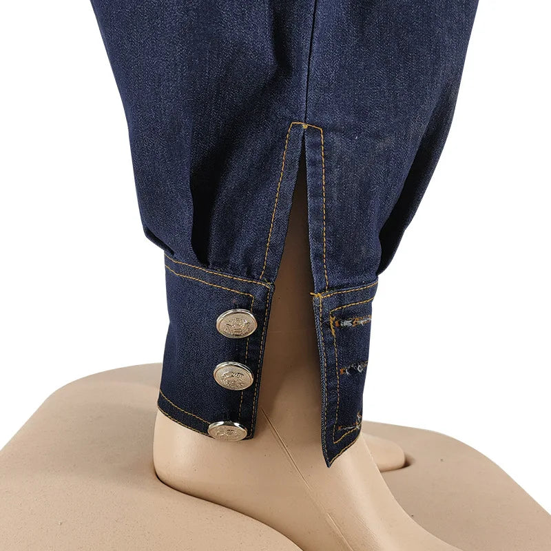 Jumpsuits Women Denim One Piece Turn Down Collar Y2k Streetwear Overalls Long Pants Lace Up High Waist Casual Spring Rompers