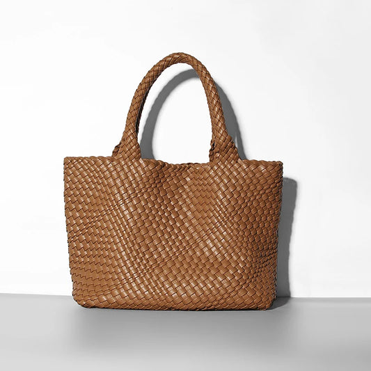 Large-Capacity Designer Knitting Fashion PU Leather Women's Shoulder Bag Handbags for Beach Travel Single-Shoulder Ladies Bag