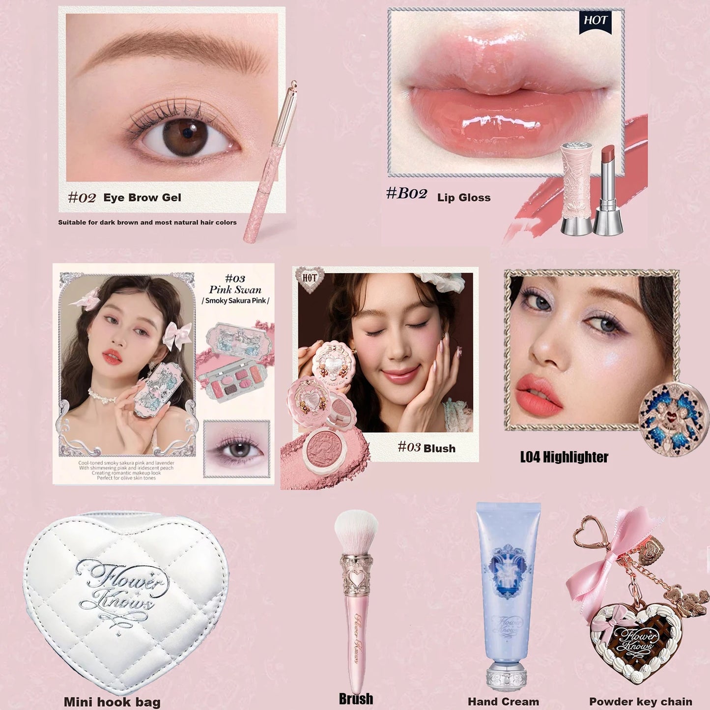 Makeup Set Flower Knows Shell Pearl Bunny Garden Setting Powder Lip Gloss Blush All In One Baking Powder Glitter Highlighter Kit