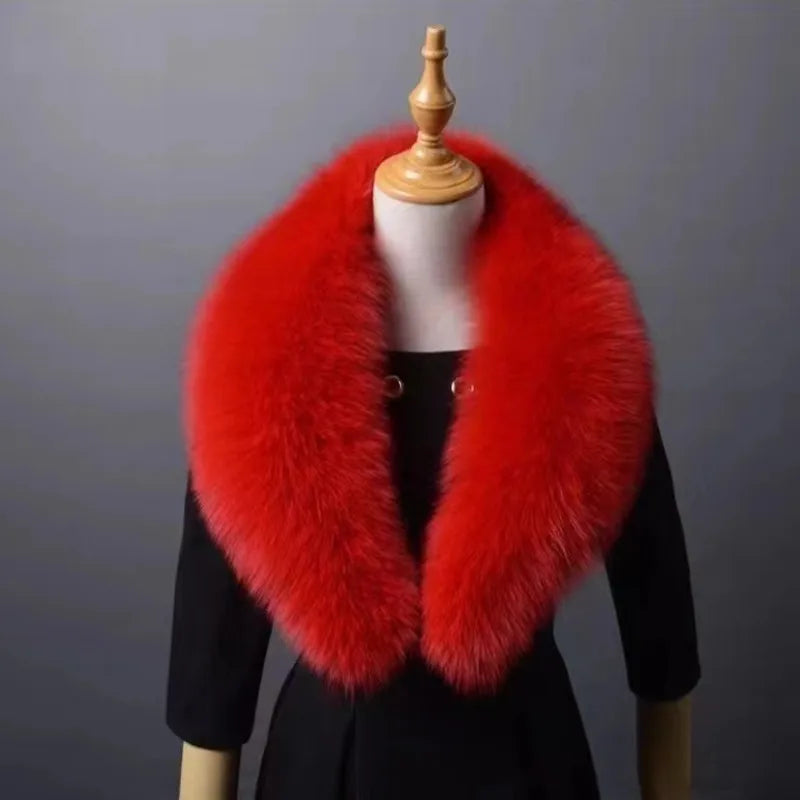 Winter Real Fox Fur Collar Woman Furry Natural Raccoon Fur Scarf Shawls Luxury Neck Warmer Wraps For Coat Fur Scarves Large Size