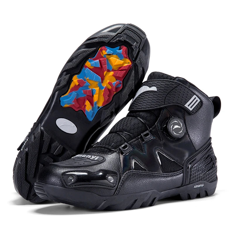 New Motorcycle Boots Men Breathable Anti Slip Wear-resistant Motos Ankle Length Shoes Motocross Motorcycle Riders Boot QK999