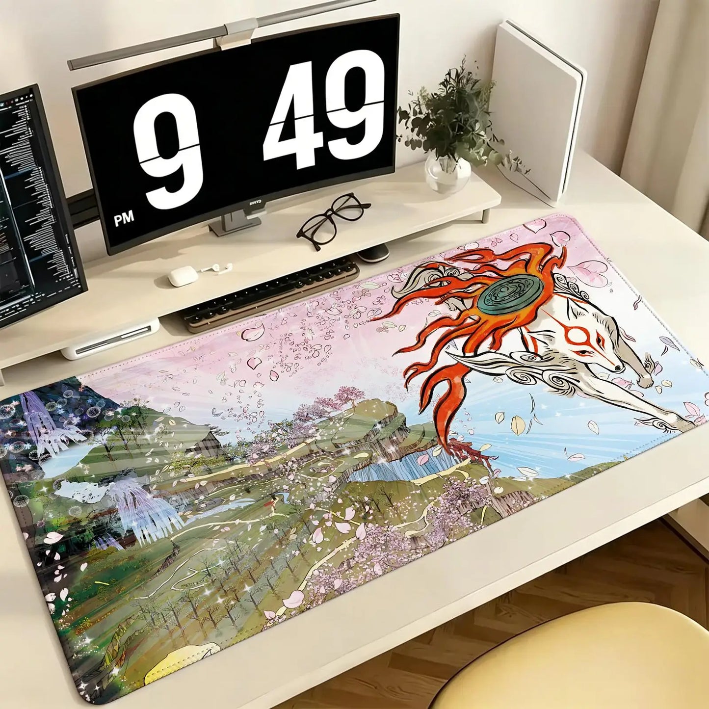 Pro E-Sports XXL Gaming Mousepad Extra Large Non-Slip Stitched Edge Keyboard Laptop Desk Mat For PC Gamer Cartoon Okami