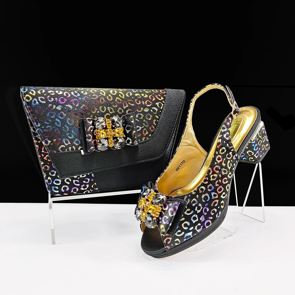 Doershow Italian green Shoes And Bag Sets For Evening Party With Stones Italian Leather Handbags Match Bags! 1-1