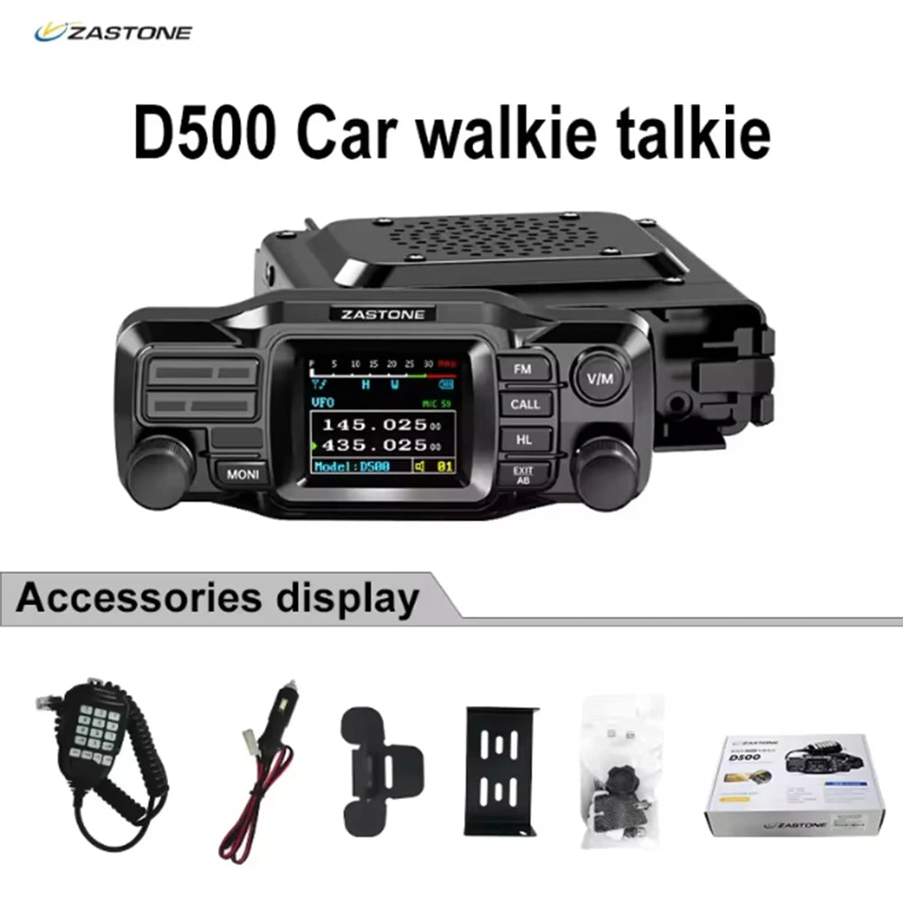 ZASTONE D500 25W High Power Mini Mobile Radio VHF UHF Dual Band DTMF Detachable Panel Transceiver