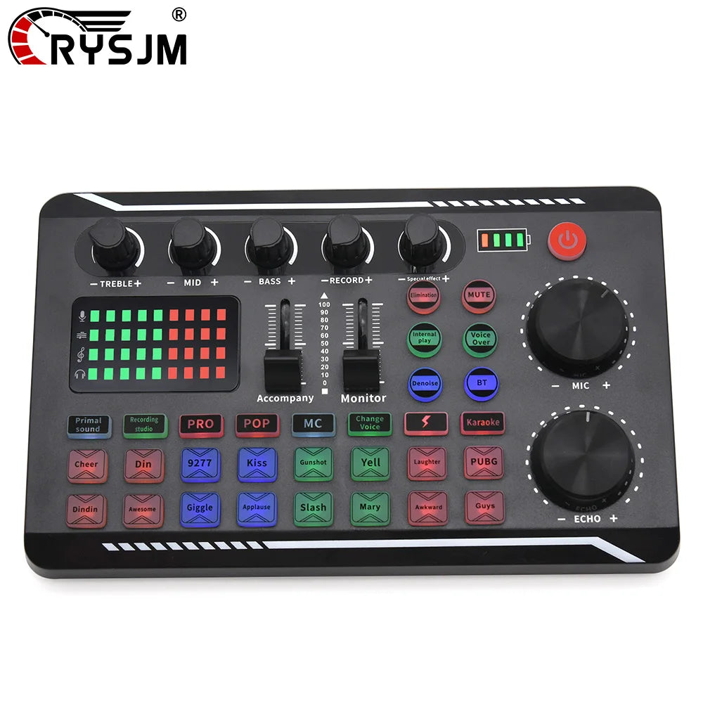 F998 Live Streaming Sound Card DJ Mixer Effects Voice Changer Audio Mixer For Record Singing Increase Live Streaming Atmosphere