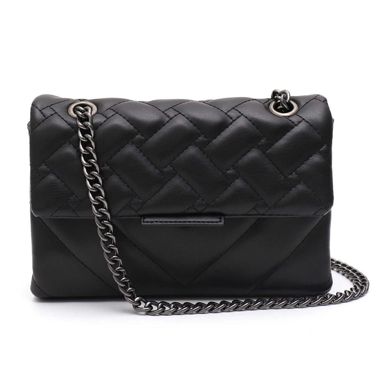 Women Fashion Metallic PU Vegan Leather Handbag Luxury Quilted Flap Messenger Shoulder Bag Long Chain Purse Daily Casual Travel