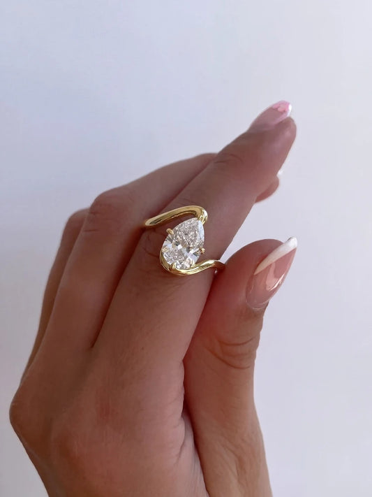 925 Sterling Silver Simple Fashion Water Drop Zircon Ring For Women Engagement Wedding Luxury High Quality Fine Jewelry
