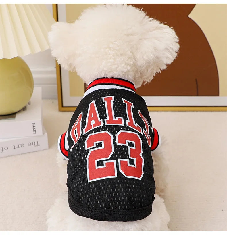 Summer Pet Vest Small Body Hugger American Bulldog Breathable Lightweight Small Dog Lettered Basketball Two-Piece Outfit