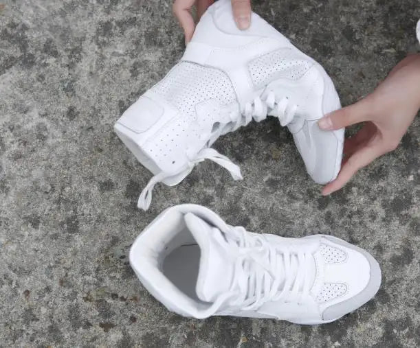 Women Shoes White High Top Sneakers Spring Summer Women Casual Shoes Fashion Shoes Breathable Solid Color Flat With boots