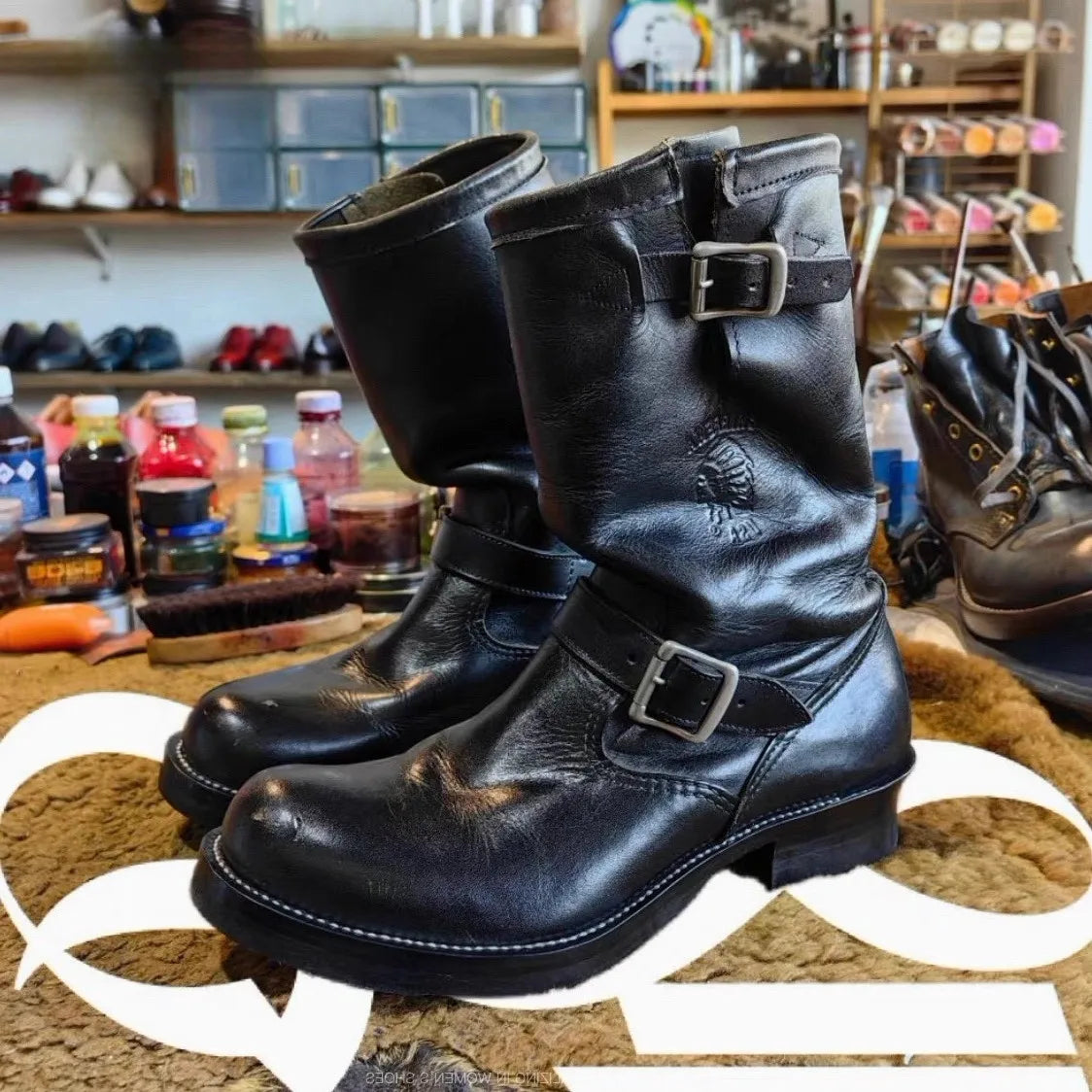 Men's Retro Motorcycle Boots Black Real Leather Knight Cargo Boots Trendy Round Toe Shoes botas para moto motorcycle boots