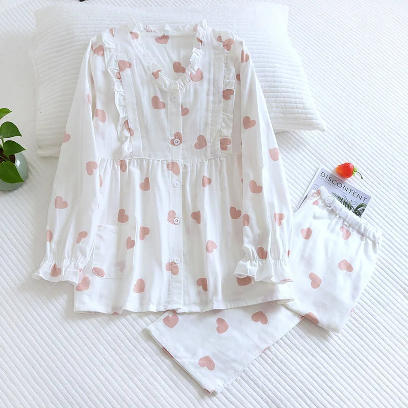 Pure cotton gauze Thin Japanese kimono Nursing pajamas Pregnant women's home clothing