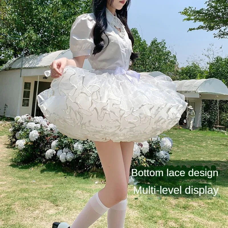 Multi-layer Ruffled Petticoats For Women Fluffy Bubble Skirt Crinoline Underskirt No Hoop Boneless Lolita Puffy Skirt Mini Skirt