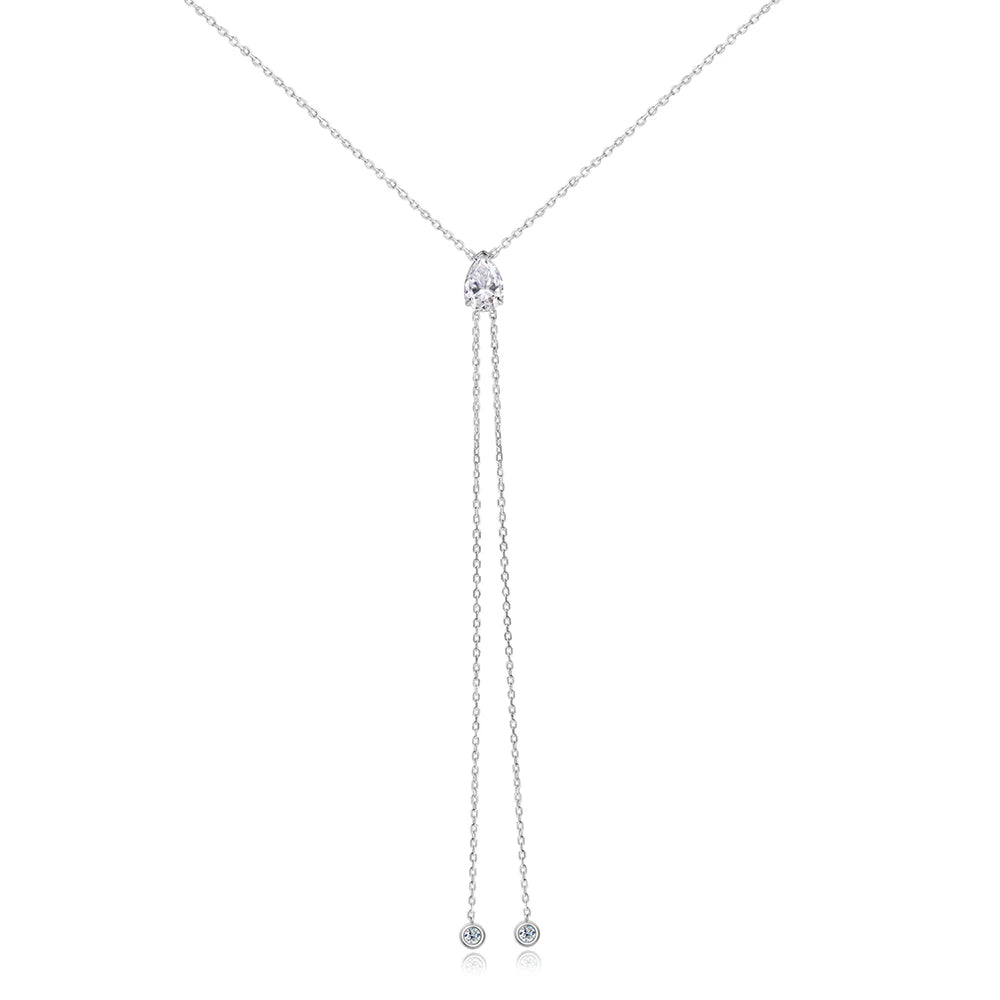 KNOBSPIN Moissanite Necklaces Pear Cut Pendant 1/2/3 ct GRA Certified Lab Diamond Girl Gift s925 Sterling Silver Dainty Necklace