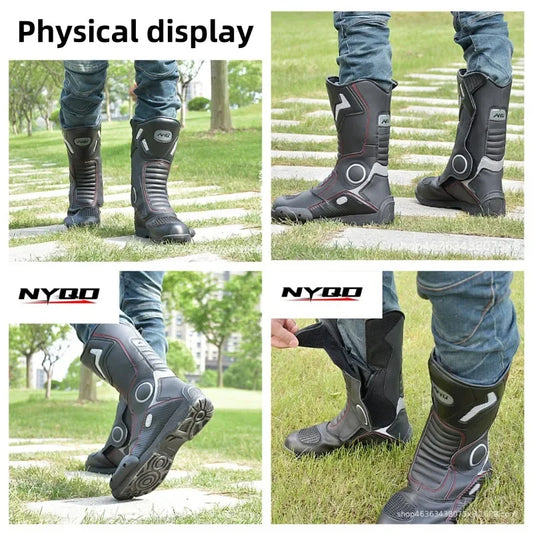 AMU Motorcycle Riding Boots Winter High Top Motorcycle Boots Waterproof, Anti Slip, Anti-Fall Racing Professional Road Boots