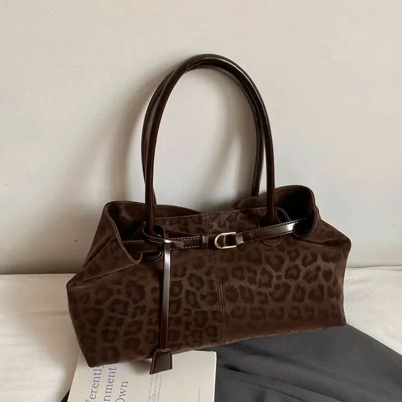 Fashionable Leopard PU Leather Shoulder Bags for Women 2026 Luxury Designer Brand Trend Tote Bag Females Short Handle Handbags
