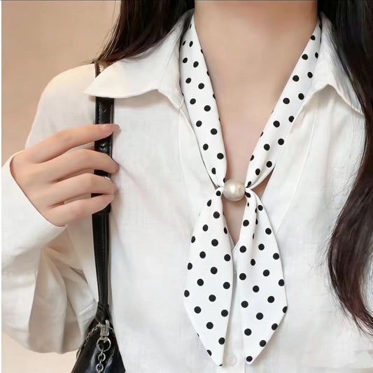 New Spring Retro Single Bead Silk Scarf - Korean Fashion Satin Versatile Outdoor Travel & Photography Wrap for Women