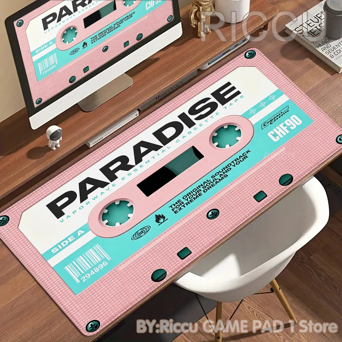 Retro VHS Style Xxl Mouse Pad Computer Large Size Mousepad Non-slip Gamer Keyboard Mausepad 90x40cm Art Design HD Deskmat Carpet