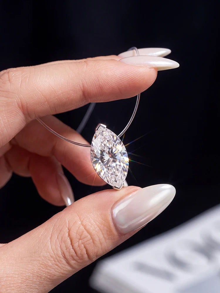 GRA 1CT Moissanite Diamond Classic Marquise Necklace For Women 925 Sterling Silver Anniversary Party High Quality Fine Jewelry
