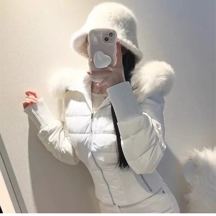 Fashion Parkas Women Short Parkas Winter Clothes Solid Fur Hooded Puffer Jacket Thicken Warm Female Cotton Padded Coat Outwear