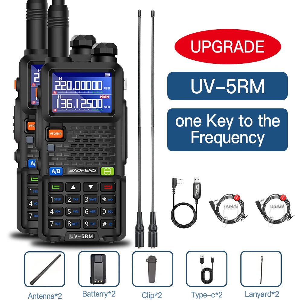 Baofeng Long Range Walkie Talkie UV-5RM 10W High Power Multifunctional Two-Way Radio with 999 Stored Channel, Dual Band (UHF/VHF