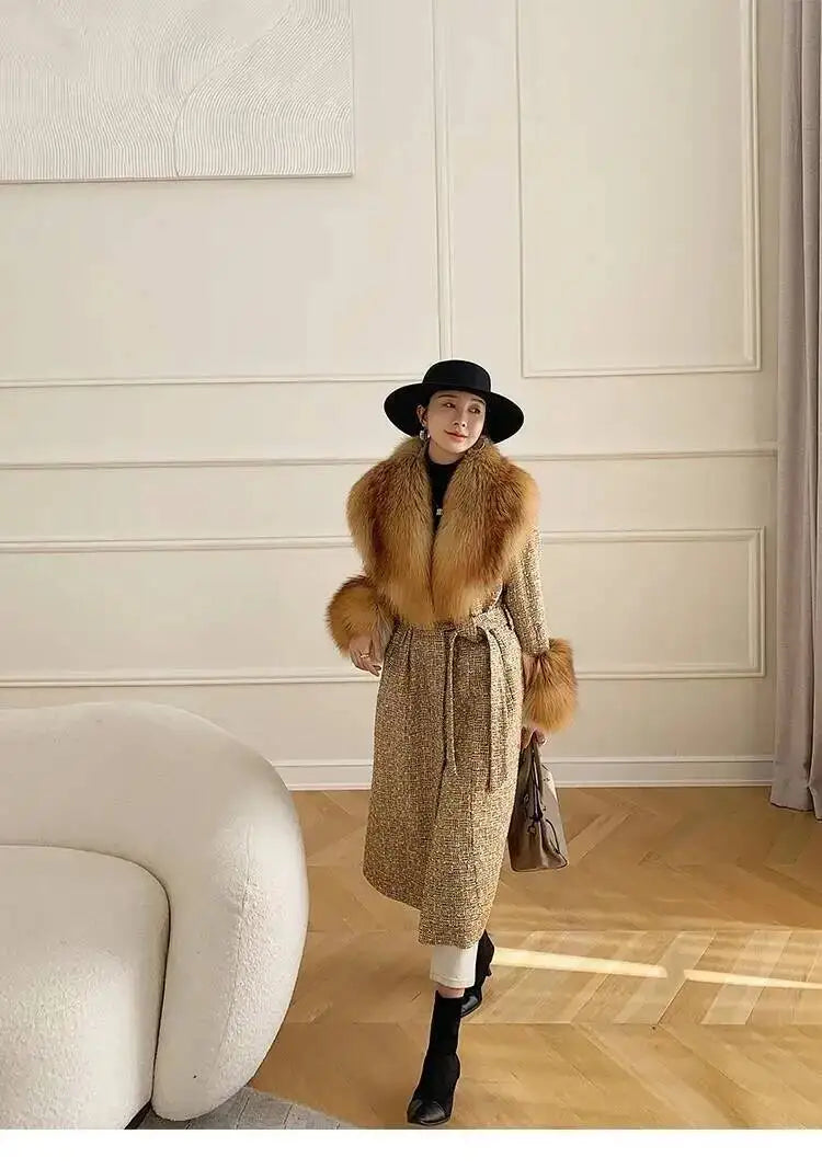 Large Size Winter Real Fur Collar Cuffs Set Neck Warmer Women Fur Shawl Furry Fluffy Fox Fur Scarf Luxury Scarves Coat Decor