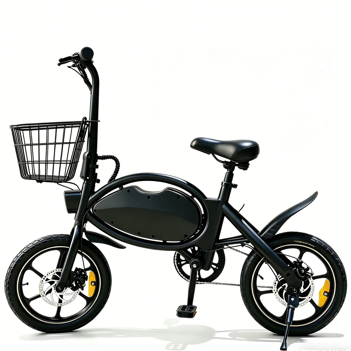 HEZZO T8pro Foldable Electric Bike for Adults 48V 500W Peak 750W Brushless Motor 16Inch Carbon Steel E-Bike 10.4Ah Lithium Battery 16Mph 22Mph Range Dual Disc Brakes LED Headlight Commuter Folding Hybrid Bike With Basket