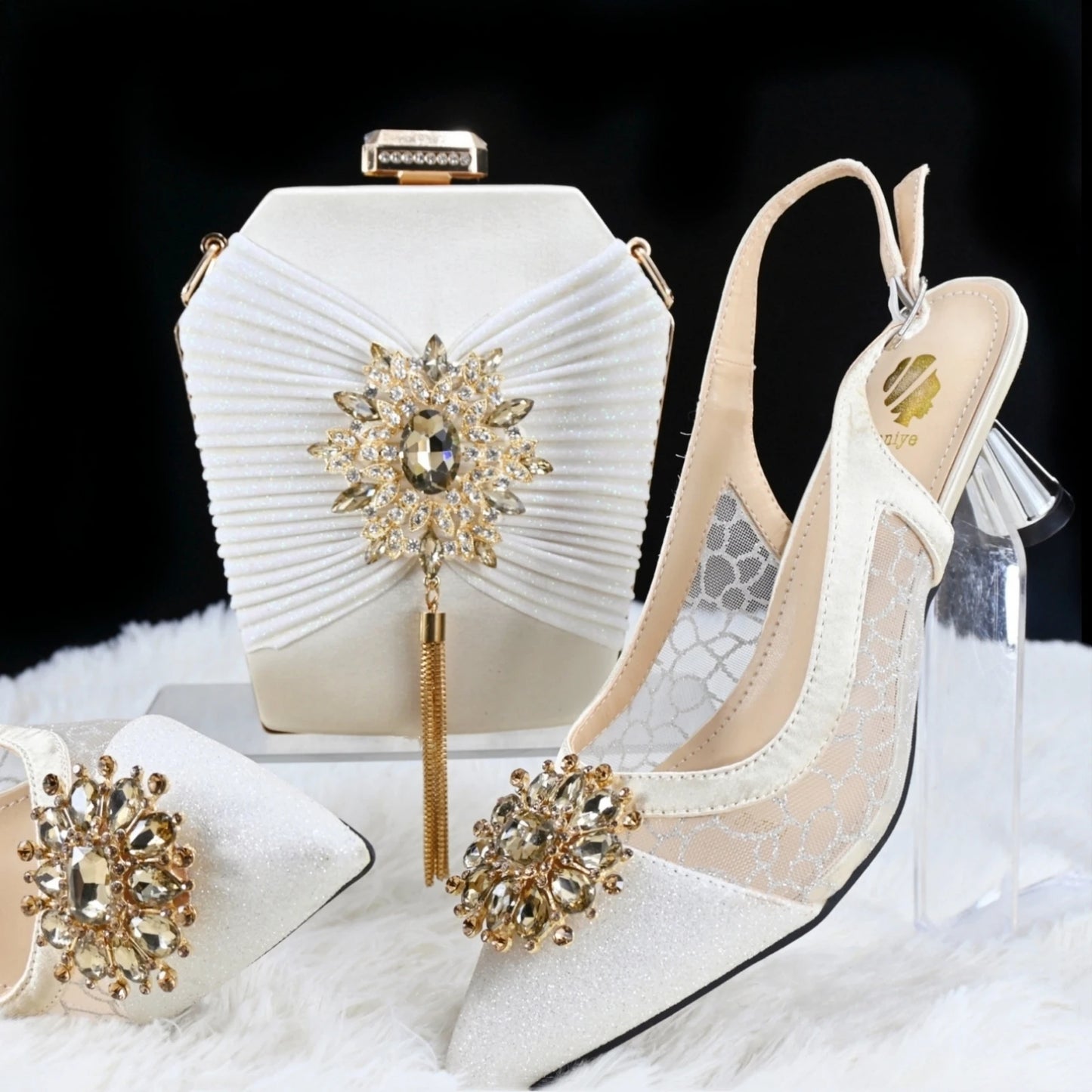 Doershow High Quality African Style Ladies Shoes And Bags Set Latest coffee Italian Shoes And Bag Set For Party HGH1-14