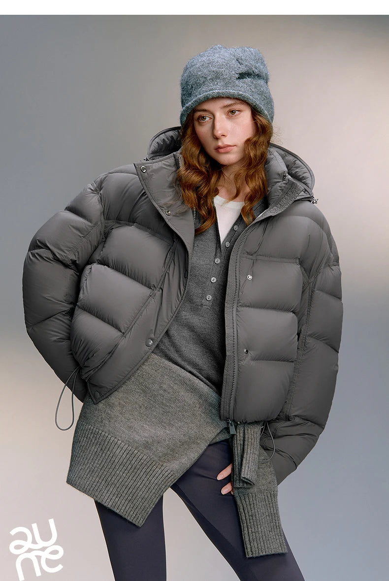 TOYOUTH Women Down Jackets 2025 Winter New Ultra-soft Cicada Wing Puff Hooded 90% Down High Loft Bread Coat