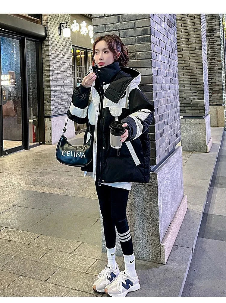 Elegant Thickened Oversized Women's down Jacket Fashionable Outerwear Parka Style Winter Coat Korean Style Straight Cut Cotton