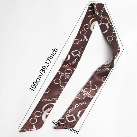 16 Colors Print Flower Small Scarf for Women Narrow Ribbon Headband Female Neckerchief Handle bag Band Hair Tie Accessories
