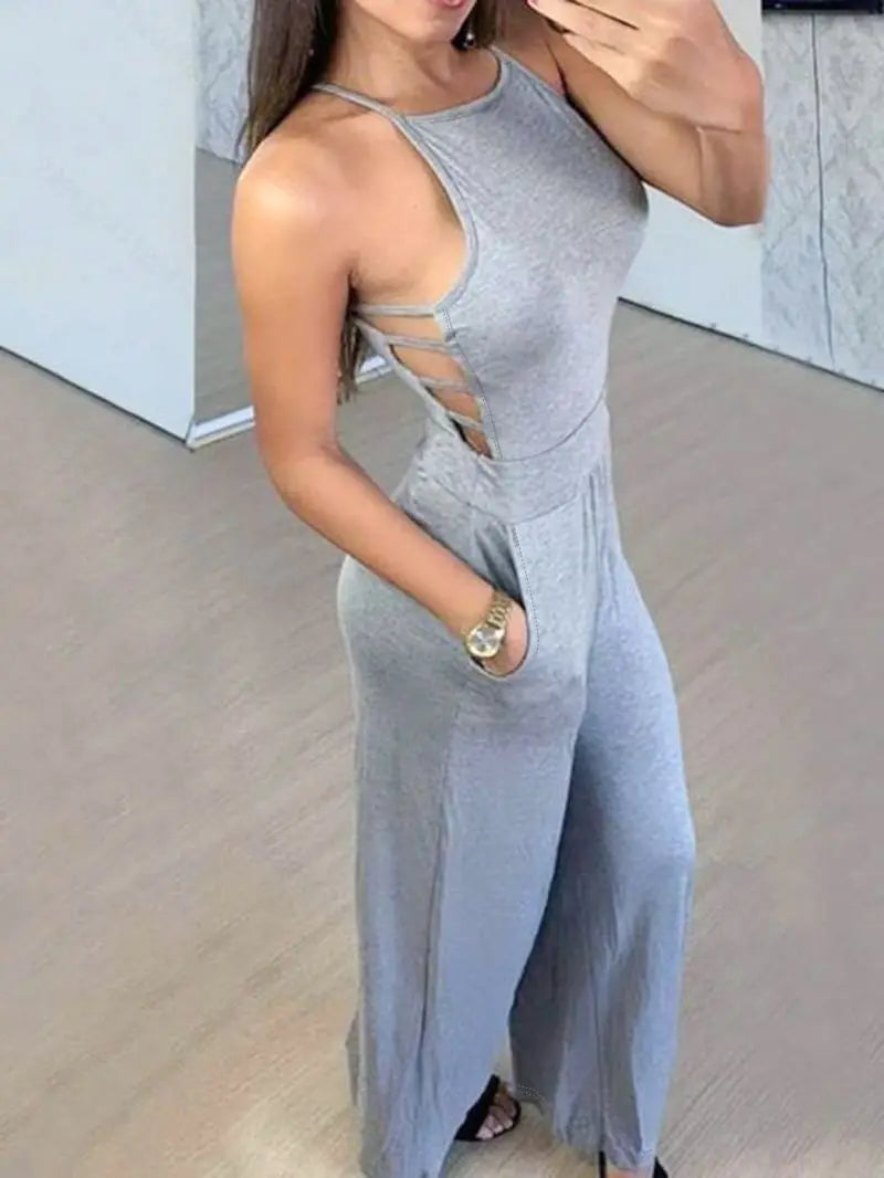 Women's Slimming Slim Fit Jumpsuit Temperament Hanging Neck Strap Loose Hanging Commuting Suit Comfortable Workwear