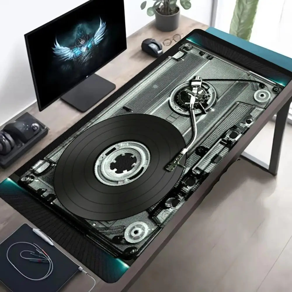 DJ Turntable Mixer Controller Music Pattern Print MousePad Large Gaming Mousepads Non-slip Laptop Tablet Mat PC Soft Pad Playmat