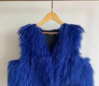 11 Colors Luxury Thick Warm Mongolia Sheep Fur Vest Women New Winter Hot V-neck Sexy Wool Fur Coat