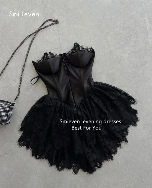 Smileven Luxury A Line Short Prom Dress Lace Elegant Gowns for Gala Party Spaghetti Strap Evening Dress Customized 2026